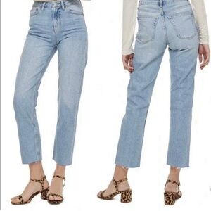 Topshop Straight Leg Jeans Womens 24 Raw Hem Ankle Crop High Rise